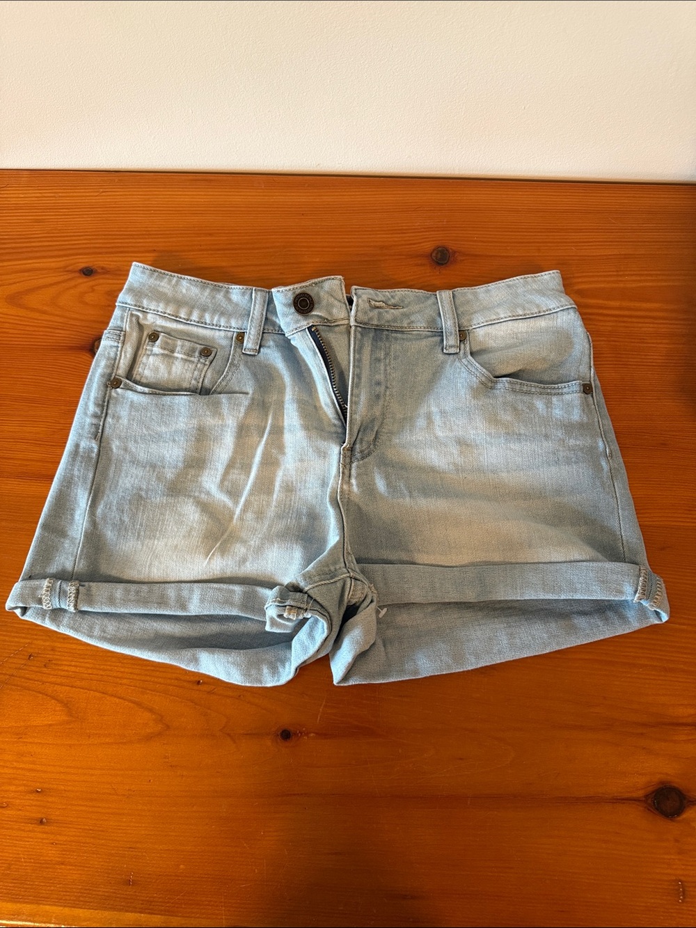 Indigo Rein Light Blue Rolled-Hem Denim Shorts